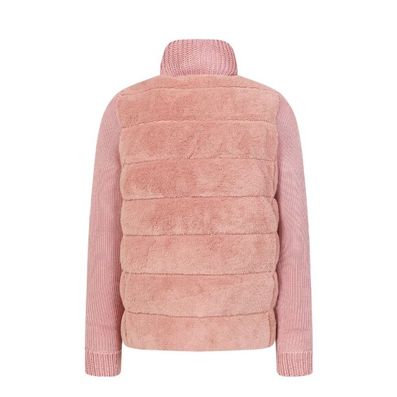 Moncler Pink Fleece Puffer Jacket with Knit Sleeves & Turtleneck | Size S - Picture 2 of 12